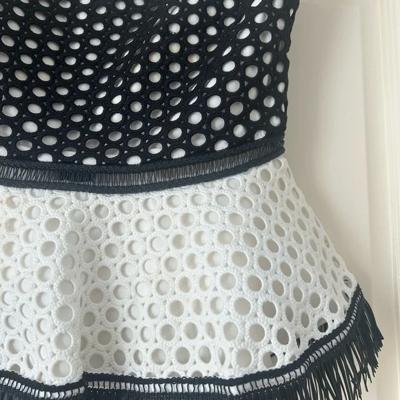 Alexis Black and White Peplum Blouse - Picture 4 of 8